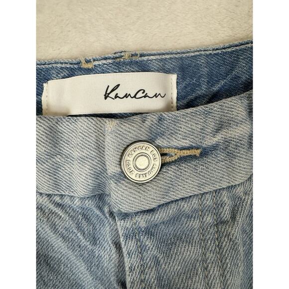 Kancan Juniors Lt Wash Distressed High Rise Cut-off Denim Shorts Cotton Sz 9 - Picture 4 of 8